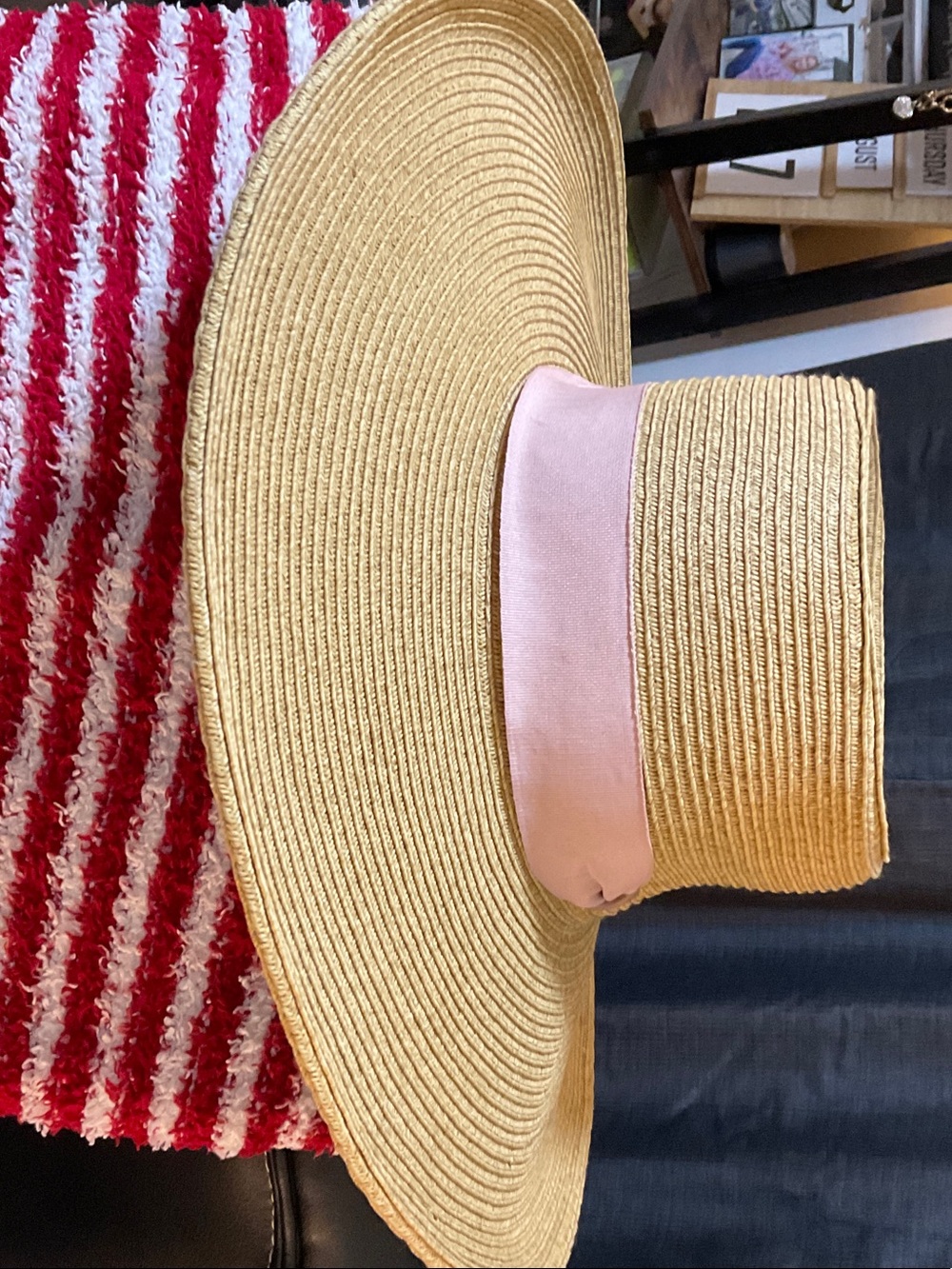 LC Lauren Conrad Straw Sun Hat with Pale Pink Band